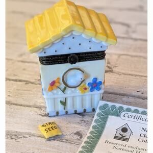 Porcelain Blooming Birdhouse Trinket Box Gardening Club